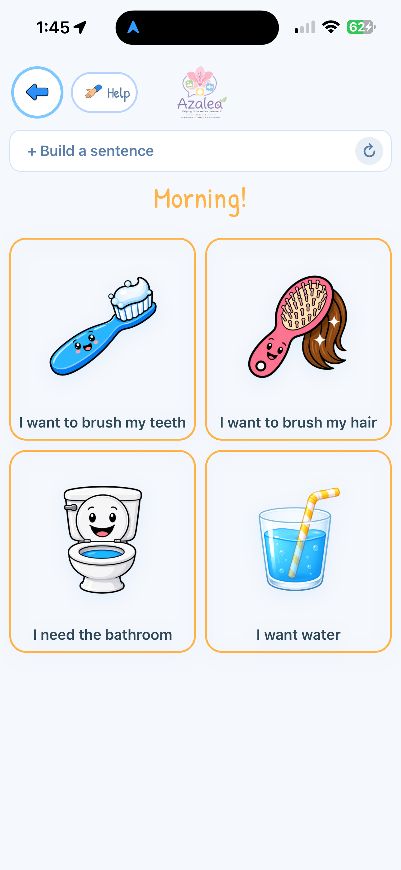 Azalea morning routine screen