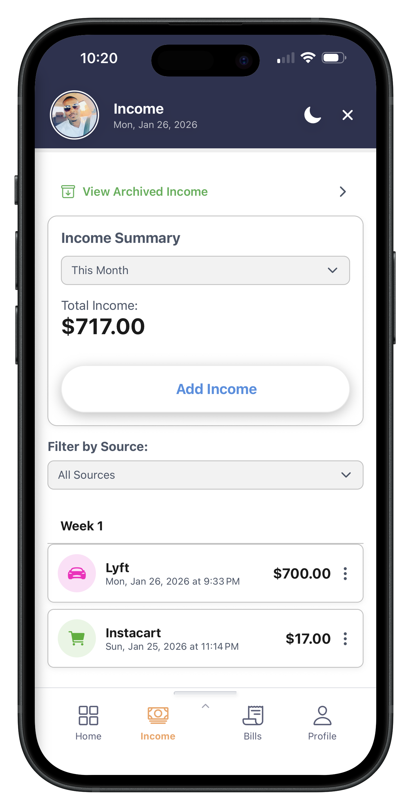 Gig Genie income logging