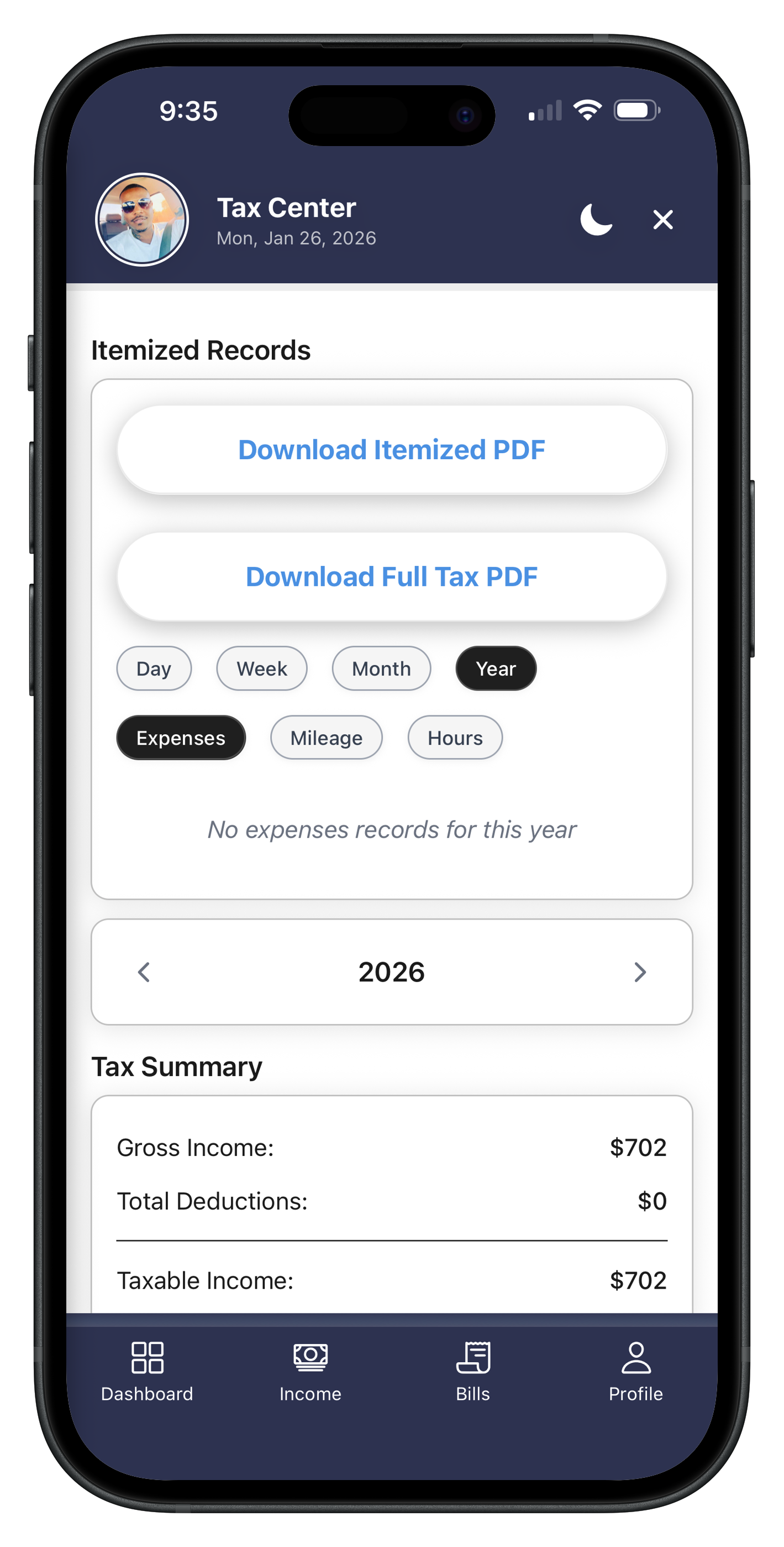Gig Genie automatic tax tracking